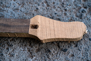 Making maple wood guitar neck and ebony fretboard musical instrument