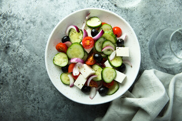 Traditional homemade Greek salad with Feta cheese