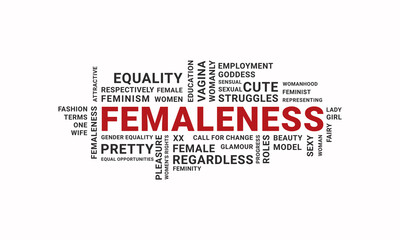 Obraz premium Woman word cloud vector illustration design l Word art for womens day or mothers day l Feminity l Femaleness l Mum l Female l Womanhood l Motherhood l Mothers Day l Womens Day l 8th march