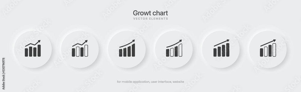 Poster 3d financial analysis stats icon set. Growing graph. Business chart symbol. Growths chart collection. Progress bar. Bar diagram. Growth success arrow icon. Progress symbol. Chart increase.