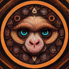 illustration vector graphic of monkey face in hand draw mandala style good for t-shirt, poster or edit and customize your design, card, banner, social media 