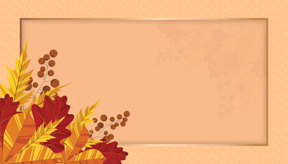 Naklejka na ściany i meble Autumn background with leaves. Can be used for poster, banner, flyer, invitation, website or greeting card. Vector illustration.