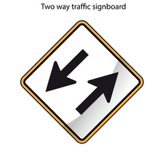 Two way traffic signboard templates flat geometric shapes arrows outline