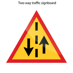 Two way traffic signboard templates flat geometric shapes arrows outline