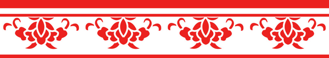 Red Chinese style tracery traditional pattern border frame