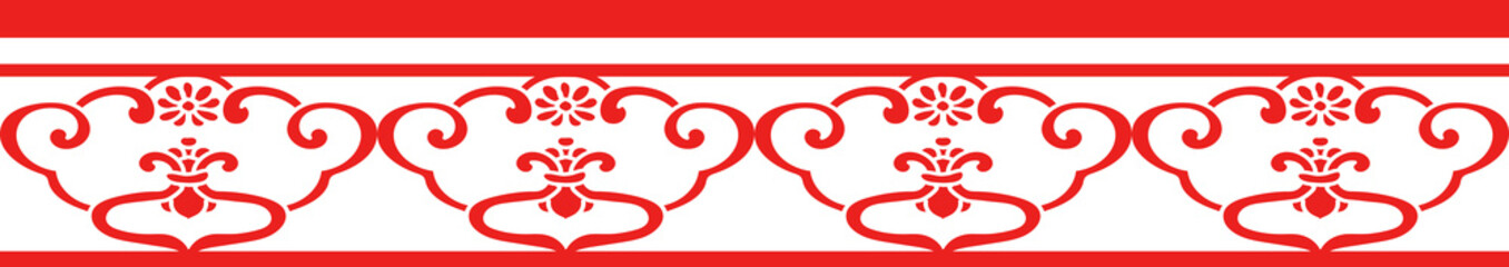 Red Chinese style tracery traditional pattern border frame