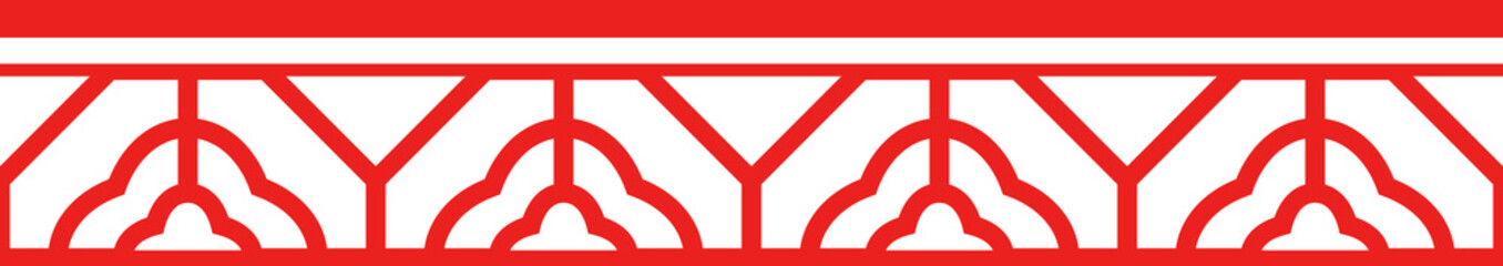 Fototapeta premium Red Chinese style tracery traditional pattern border frame