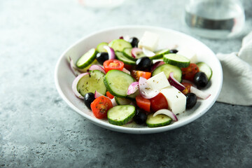 Traditional homemade Greek salad with Feta cheese