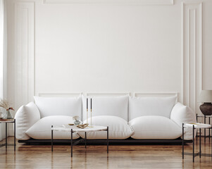 Minimalist modern classic living room interior background, 3D render