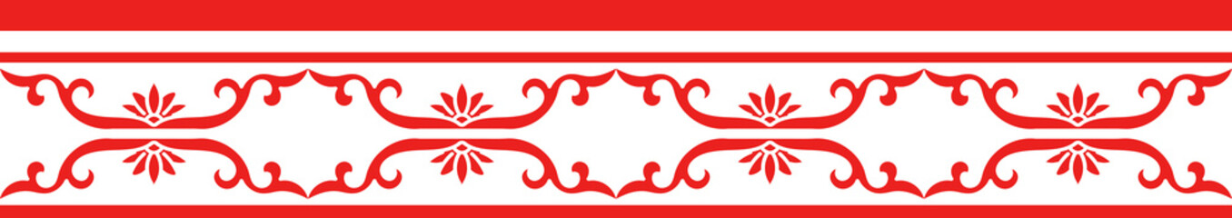 Red Chinese style tracery traditional pattern border frame