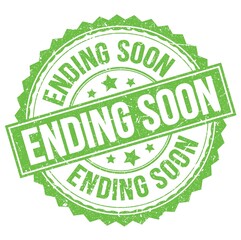ENDING SOON text on green round stamp sign