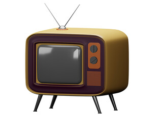 3D Illustration of brown retro style television