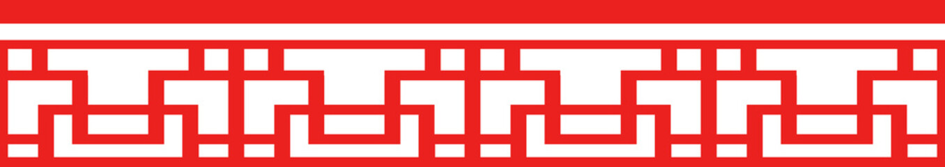 Red Chinese style tracery traditional pattern border frame