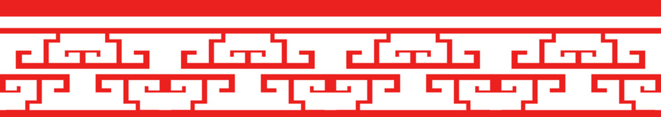 Red Chinese style tracery traditional pattern border frame