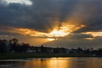 Fototapeta premium evening landscape sunset on the Vistula river