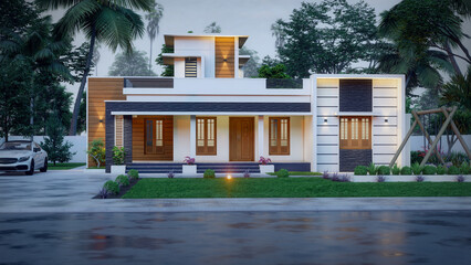 3d illustration of a newly built luxury home