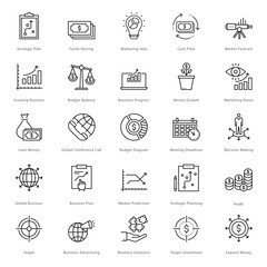 Banking and Finance Line Vector Icons 
