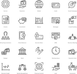 Banking and Finance Line Vector Icons 

