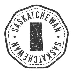 Saskatchewan, Canada Map Stamp Retro Postmark. Silhouette Postal Passport. Seal Round Vector Icon. Badge Vintage Postage Design.