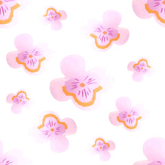Pansy flowers seamless pattern, floral tile print
