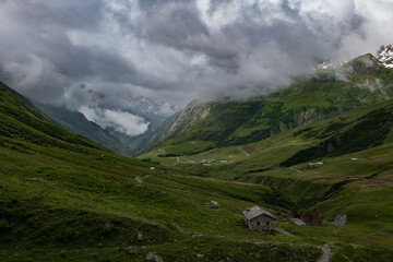 Holidays in the French Alps, a cloudy day in the mountains