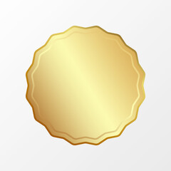 Gold sticker in the form of a multi-point gold star. Vector illustration.