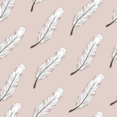 Seamless pattern with feathers. Vintage pattern 3.