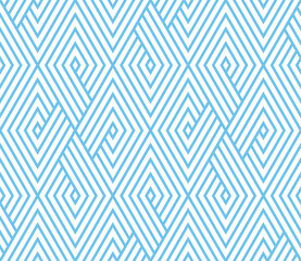 Abstract geometric pattern with stripes, lines. Seamless vector background. White and blue ornament. Simple lattice graphic design