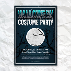 happy halloween costume party place text brochure design wall print poster template background