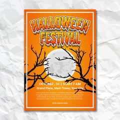happy halloween festival place text brochure design holiday flyer wall print poster template