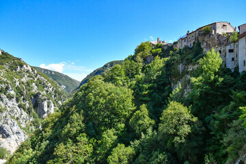 Panoramic view of Barrea, a village in abruzzo region in Italy.