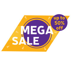 Sales banner mega sale up to off. Vector illustration