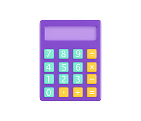 Calculator 3D Icon. Blue color Calculation symbol. Finance Icon 3D rendered illustration. 3D calculator icon in minimal design. Calculator symbol on white background. In transparent png