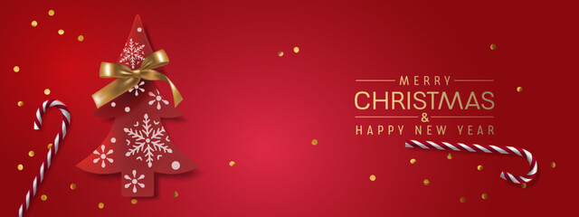 Happy new year and Christmas vector illustration. Christmas tree