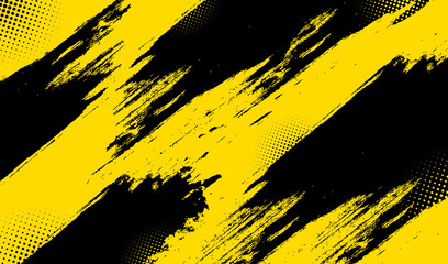 Grunge Black and yellow Distress Texture with halftone