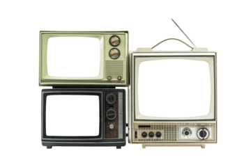 Poster Three vintage televisions isolated. © trekandphoto