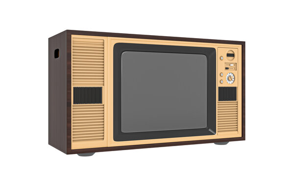 Retro Old Vintage TV. Old Model Color Television. Classic Vintage Retro Style Old Television With Cut Out Screen. An Old TV With A Monochrome Kinescope On Wooden Tv In Transparent Png.