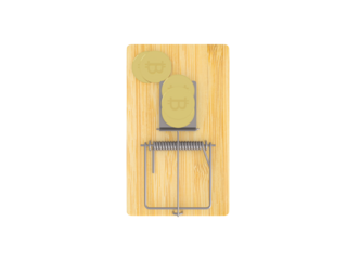 Bitcoin trap and fraud 3D icon. Investment risk or bitcoin trap, business fraud and cheating or financial pitfall and mistake concept by mouse trap. In transparent png.