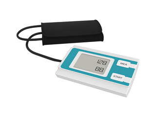 Blood pressure monitor on white background. Medical electronic tonometer. Automatic blood pressure monitor.  In transparent png.