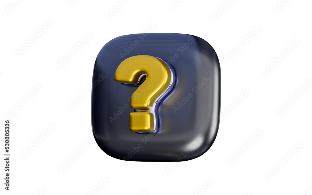 Wall mural question mark badge sign on dark background 3d render concept for confusion problem