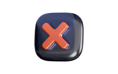 Obraz premium cross mark badge sign on dark background 3d render concept for rejection wrong error