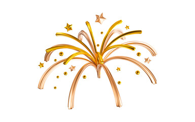 Fototapeta na wymiar fireworks sign with golden star element 3d render concept for celebration birthday party event 