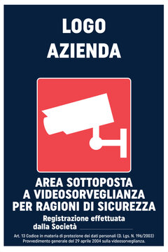 Area Sottoposta a videosorveglianza per ragioni di sicurezza, telecamere, azienda, edificio, cortile, privato