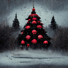 3d rendering of dark and scary christmas tree