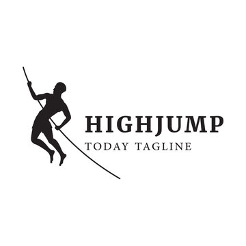 high jump logo design vector illustration