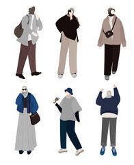 Modern Casual Hijab Fashion Flat Illustration