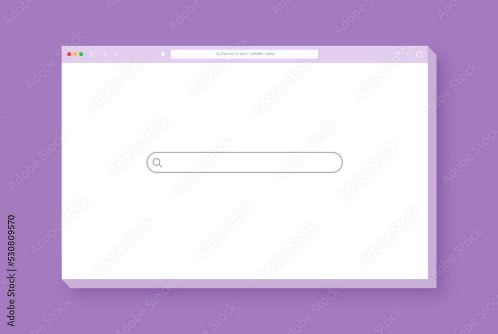 Poster modern browser window design isolated on purple background. web window screen mockup. internet empty