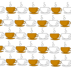 pattern cup coffee tea drink brown icons black and white outline