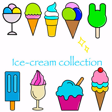 pattern ice cream icons set multicolored sweet cold food