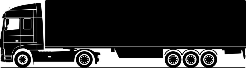 Silhouette of a heavy truck.